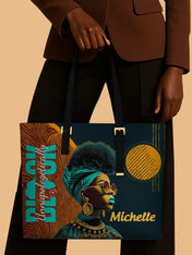 Unapologetically Black Sleek Leather Tote