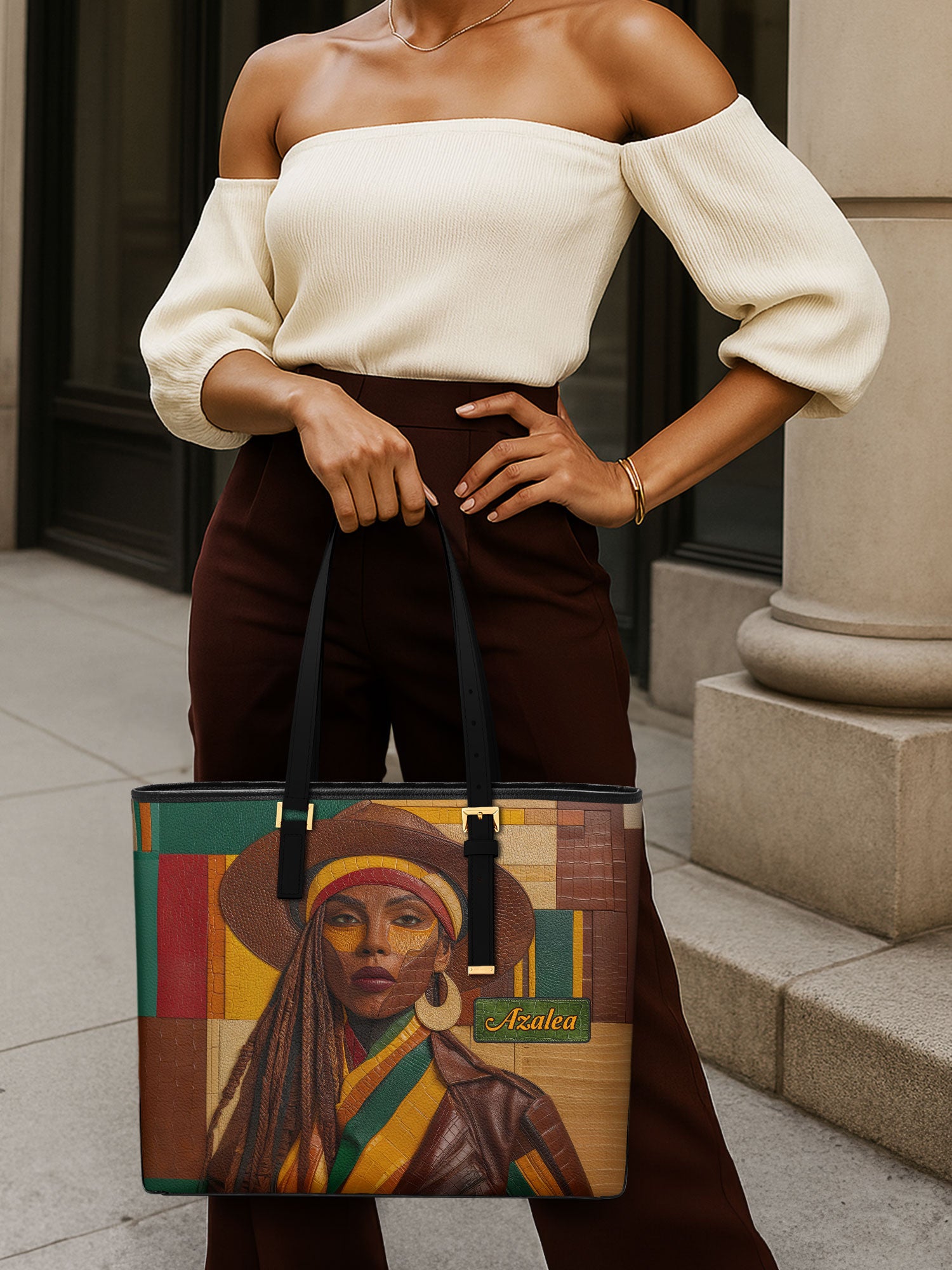 Golden Hues Sleek Leather Tote