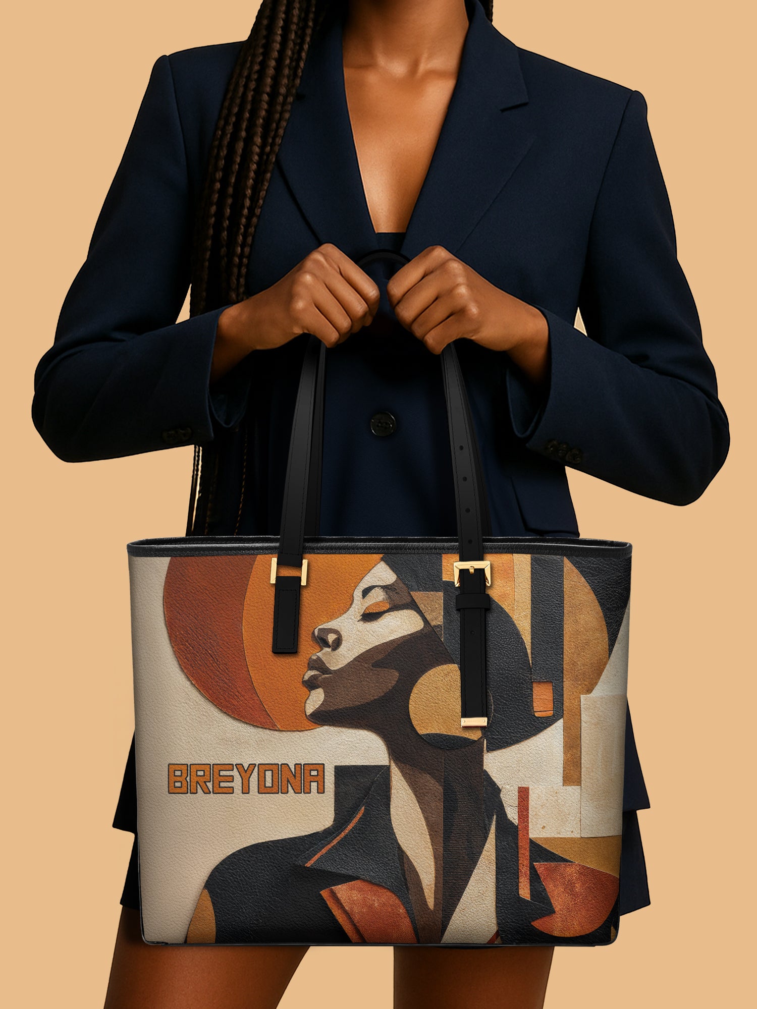 Geo Muse Sleek Leather Tote