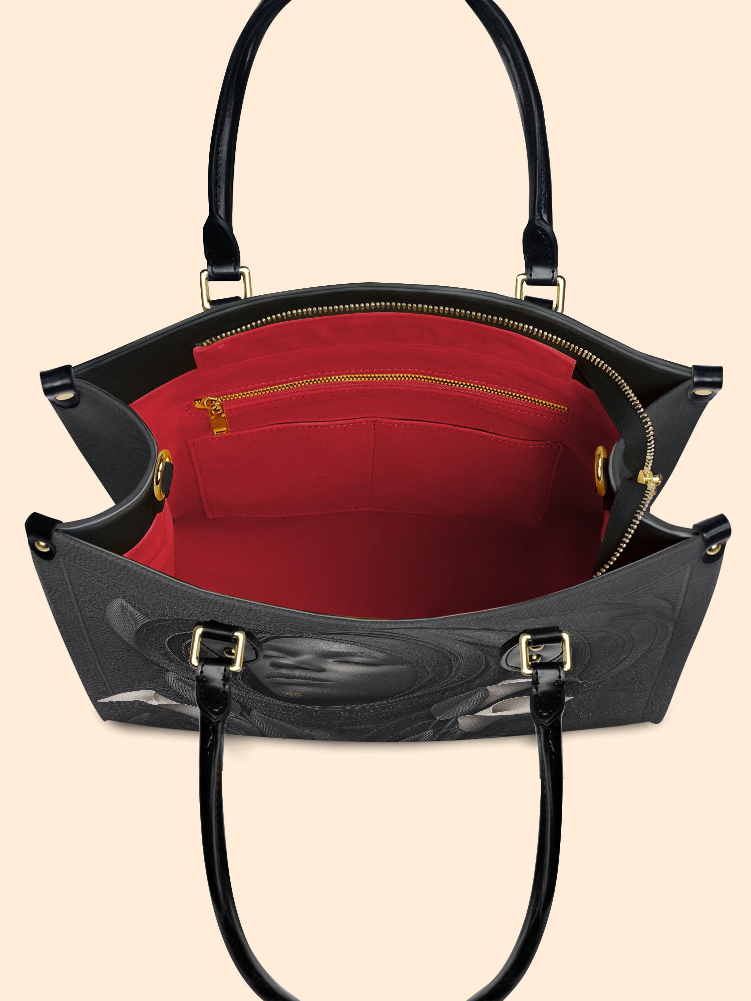 Obsidian Bloom Premium Leather Handbag QR0TD216