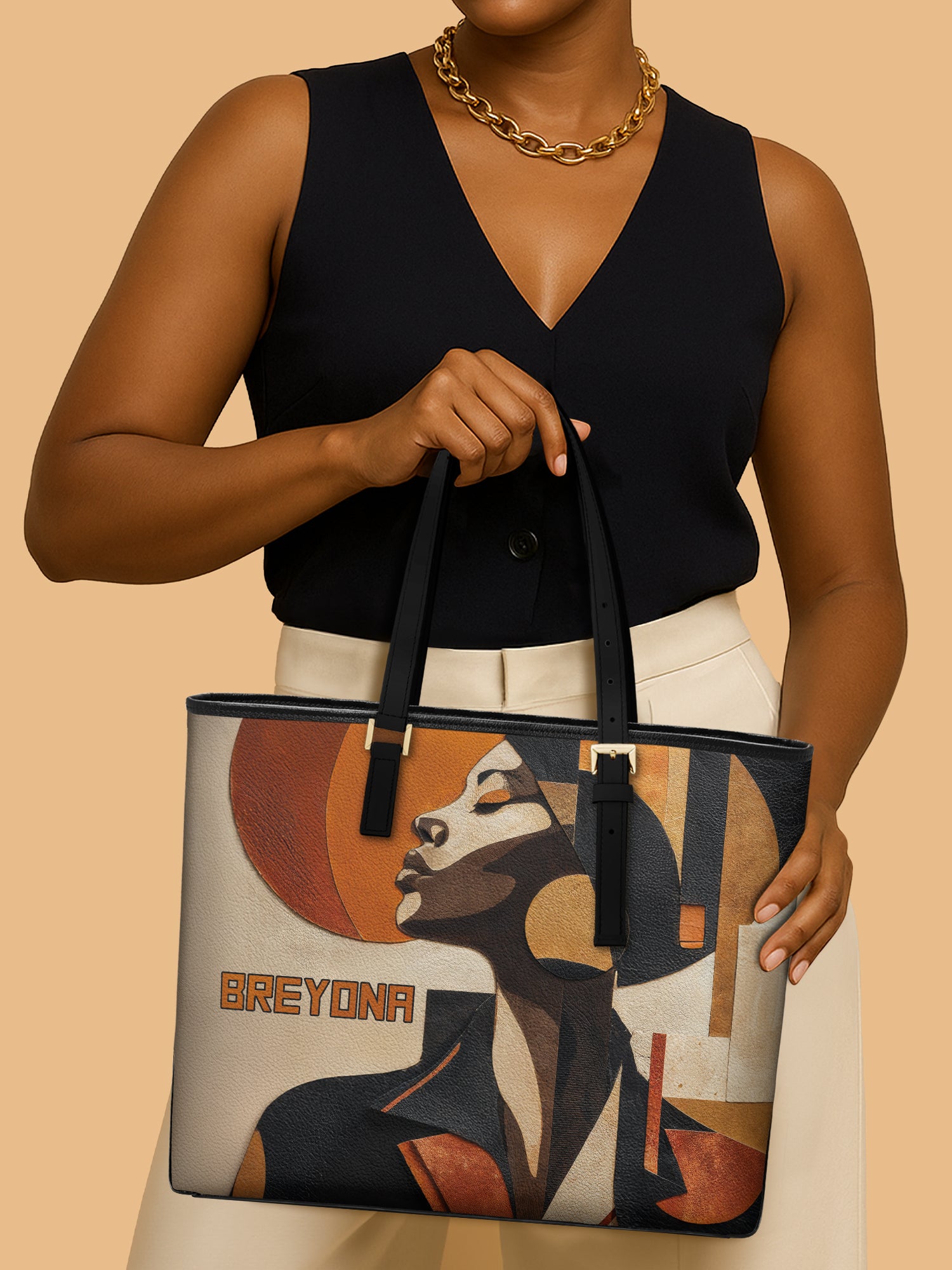 Geo Muse Sleek Leather Tote