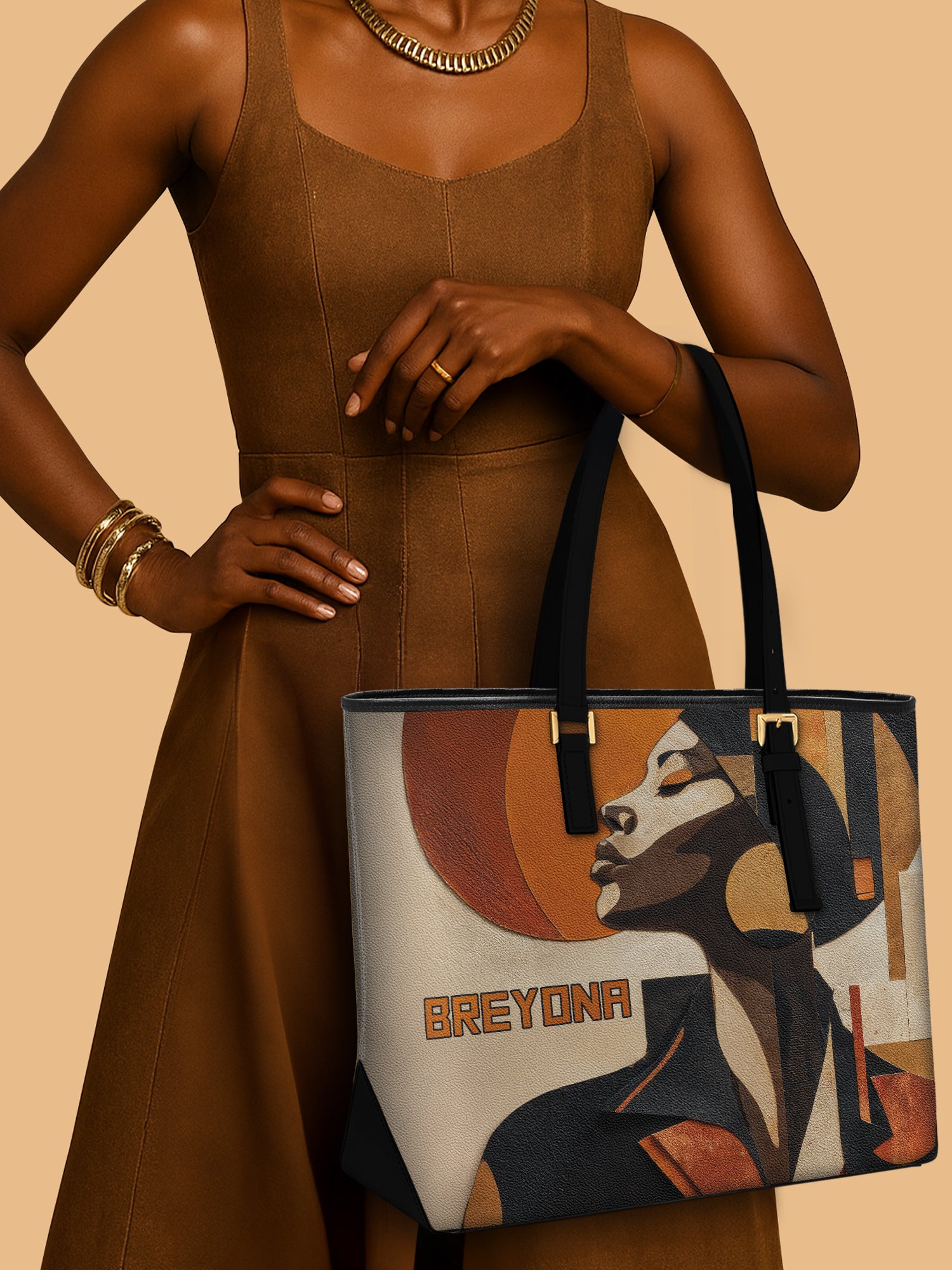 Geo Muse Sleek Leather Tote