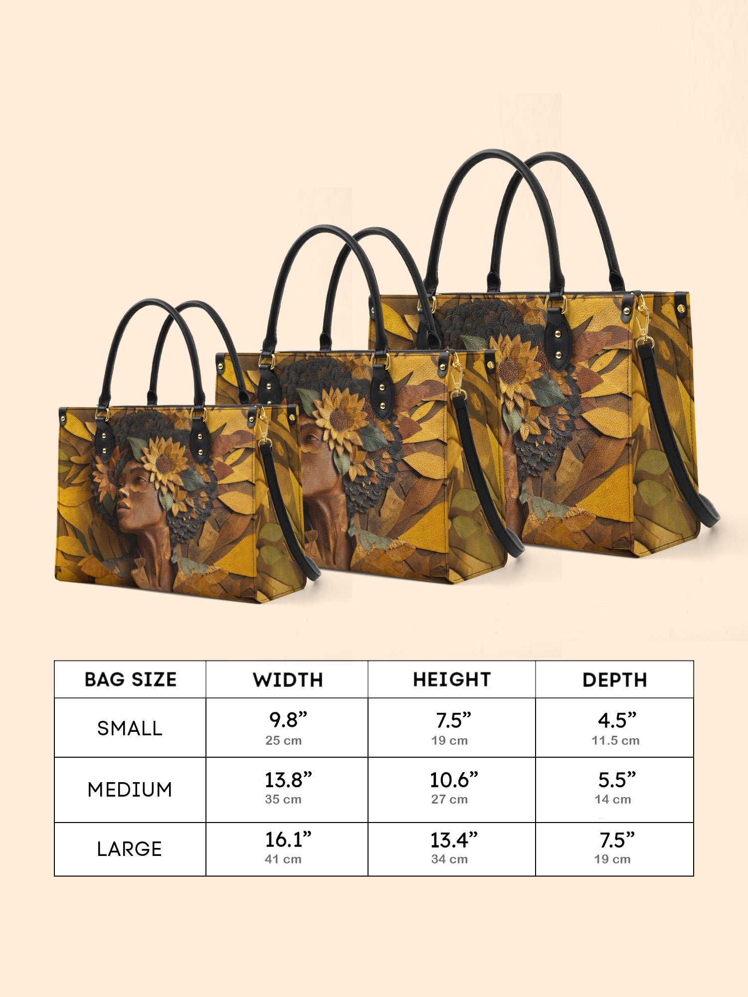 Golden Sunflower Premium Leather Handbag QR0TD379