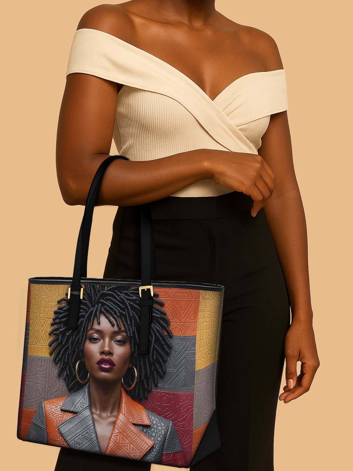 Pattern Code Leather Tote QR0XD020