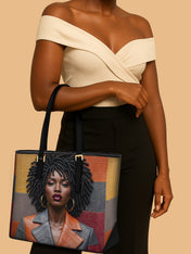 Pattern Code Leather Tote QR0XD020