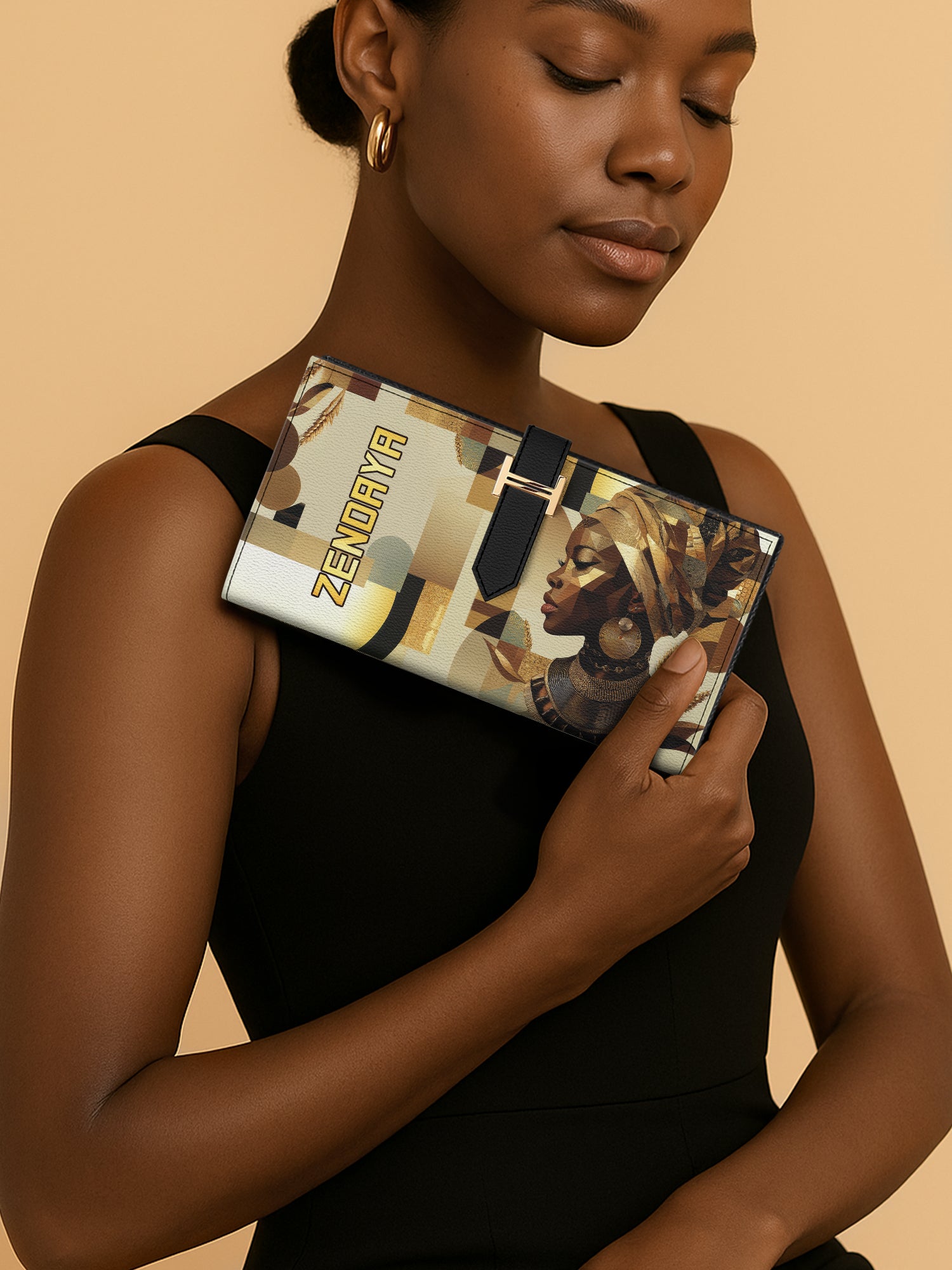 Golden Facets Tab Closure Wallet
