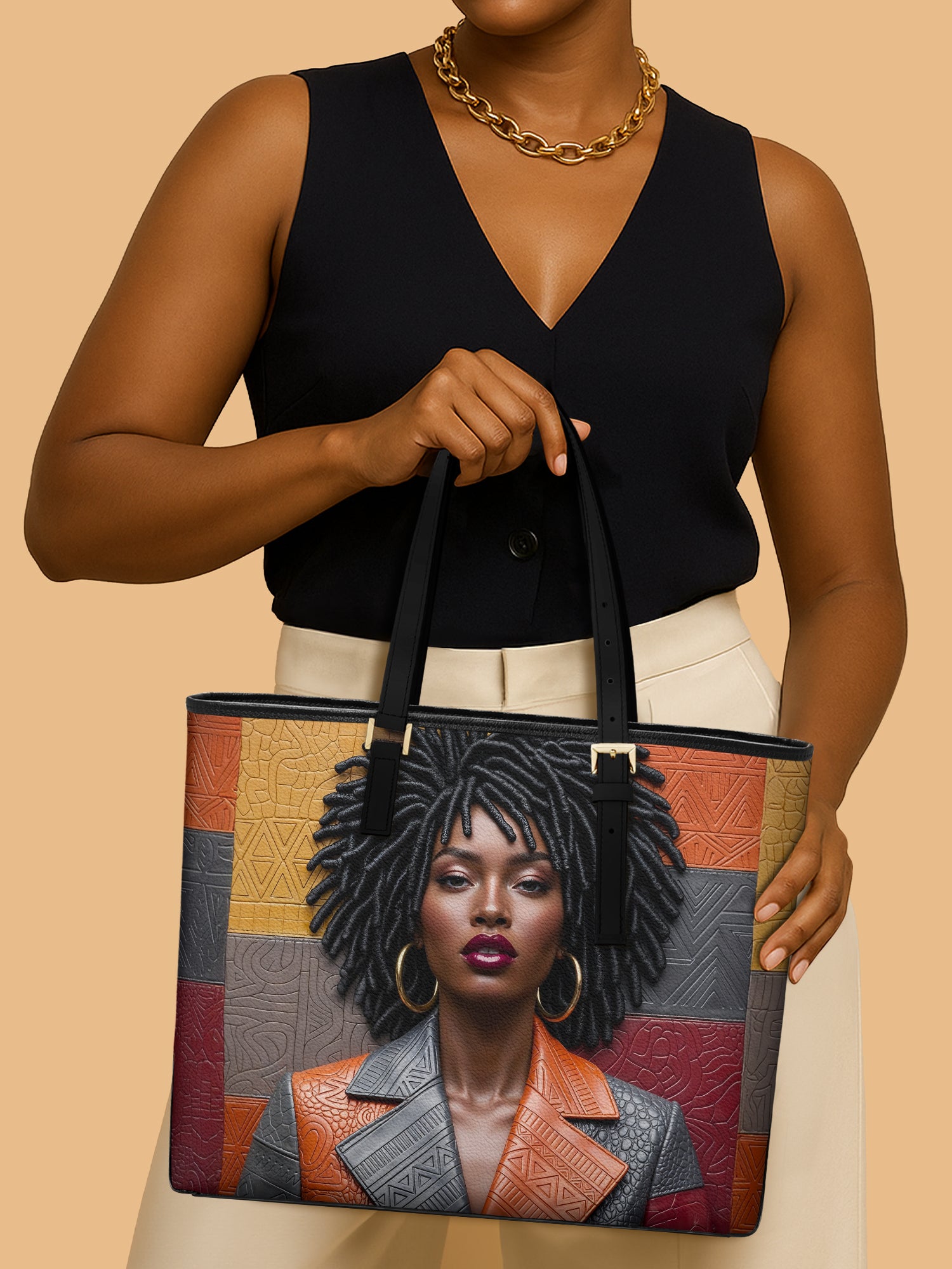Pattern Code Leather Tote QR0XD020