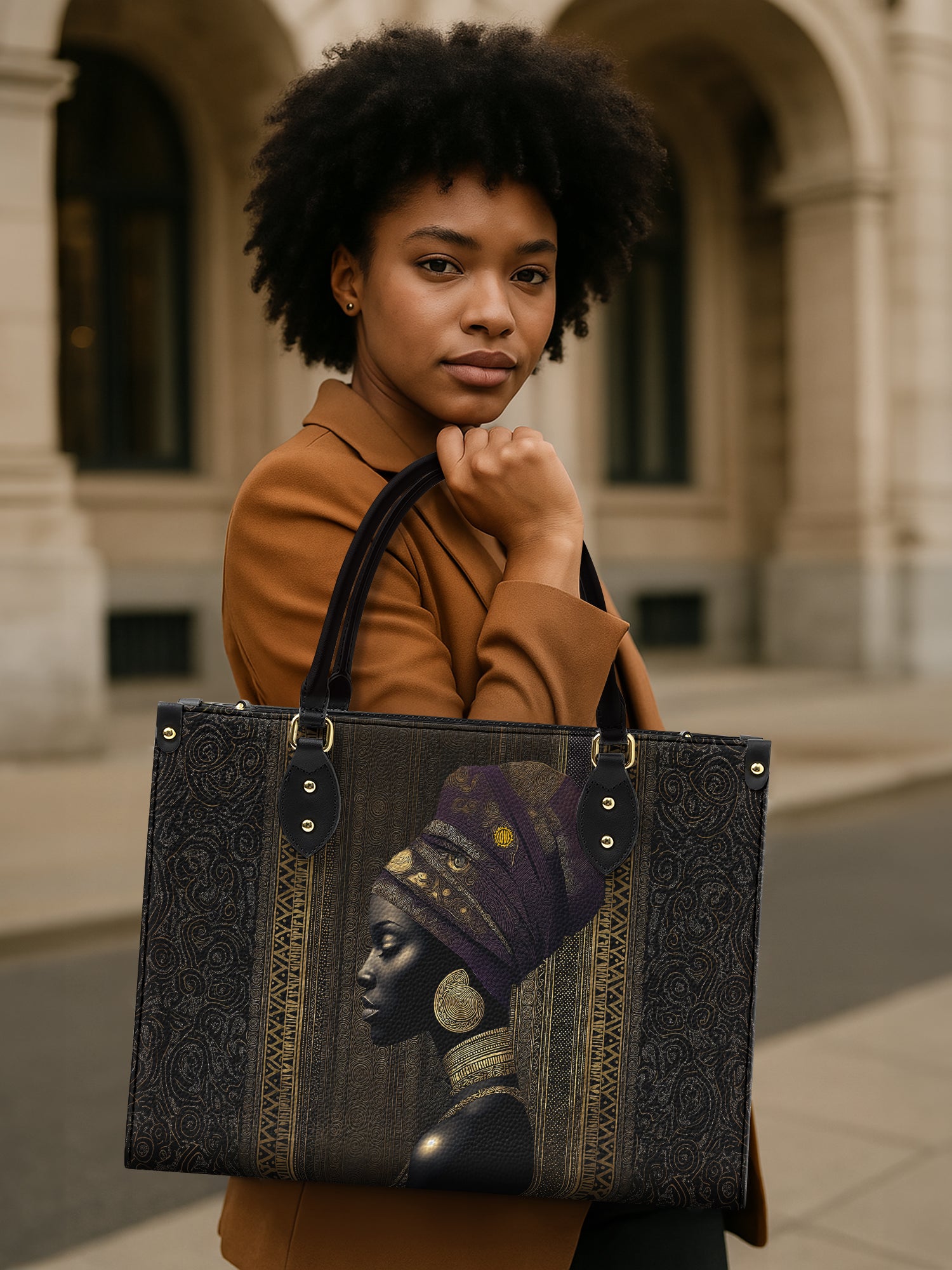 Golden Veil Premium Leather Handbag QR0TV164