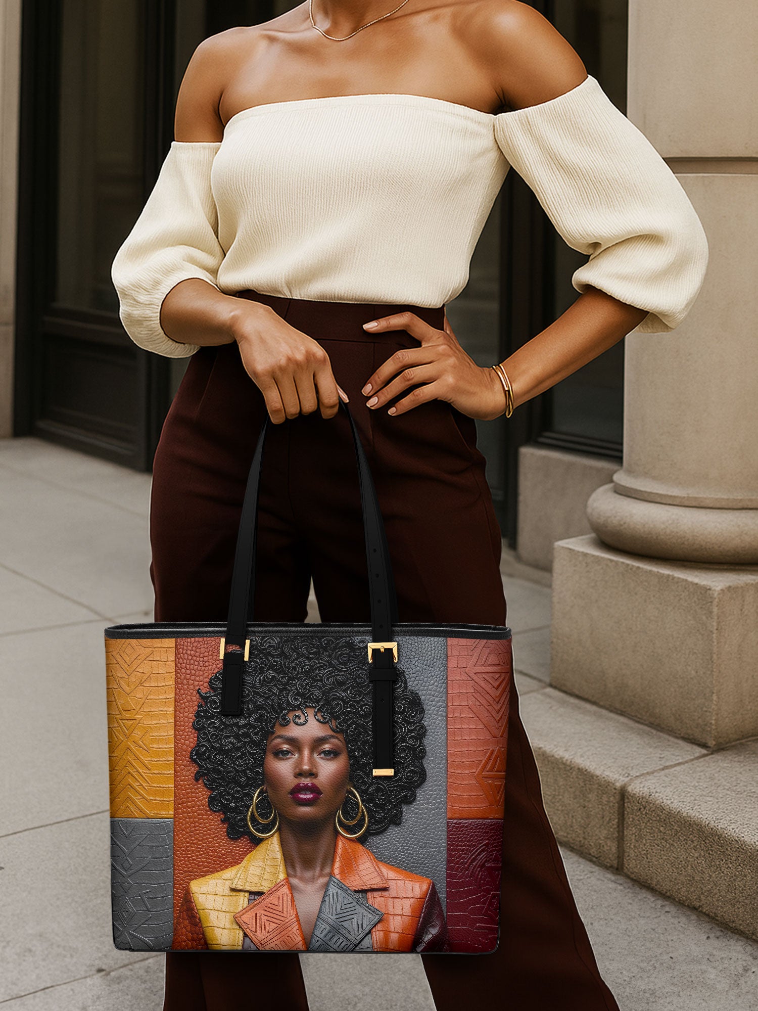 Coded Skin Leather Tote QR0XD021