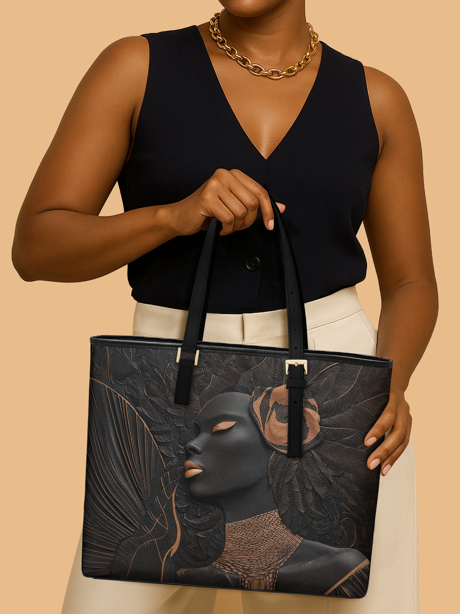 Verdant Glow Sleek Leather Tote QR0TD295