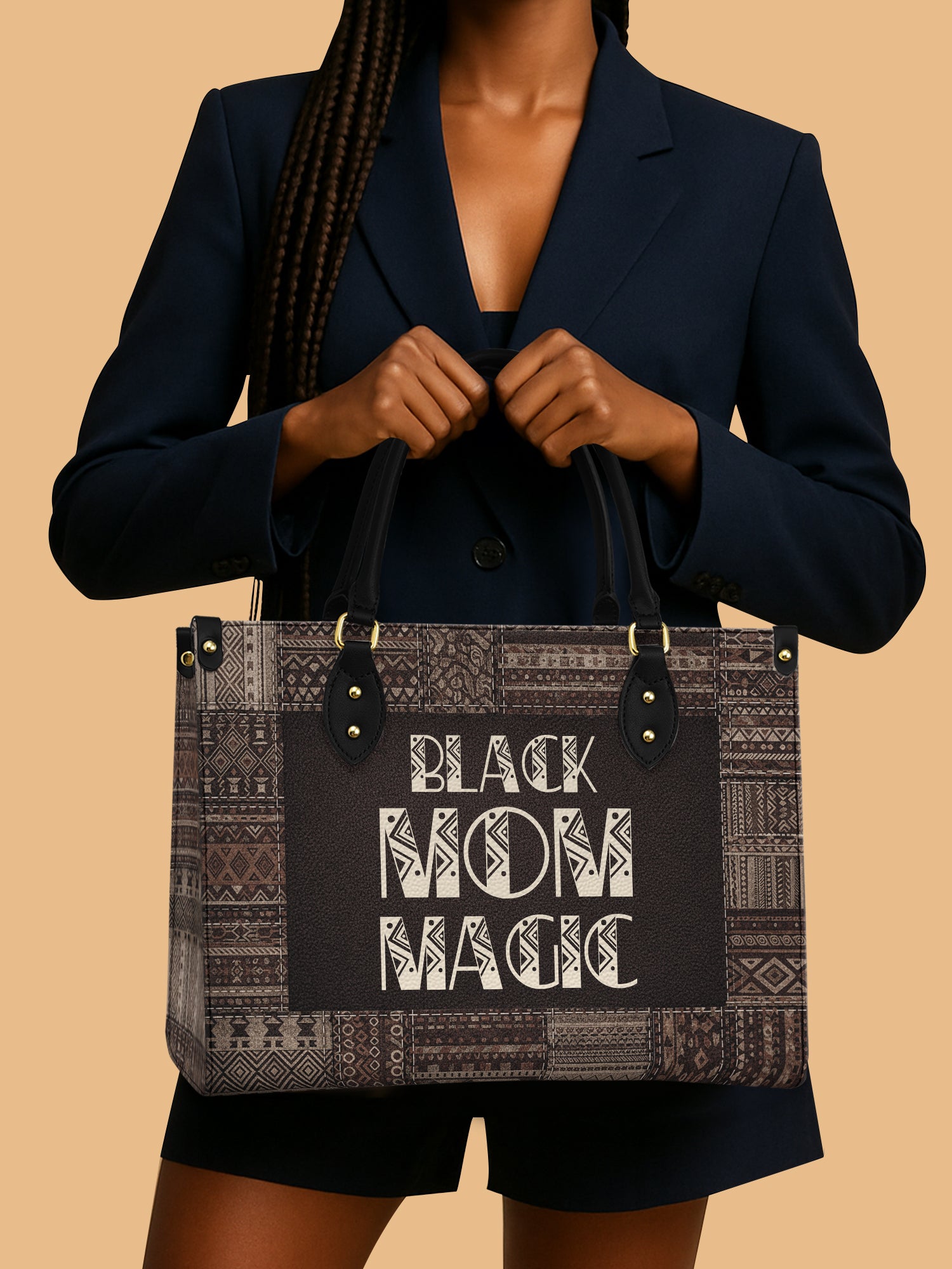 Black Mom Magic Premium Leather Handbag QR0HH205