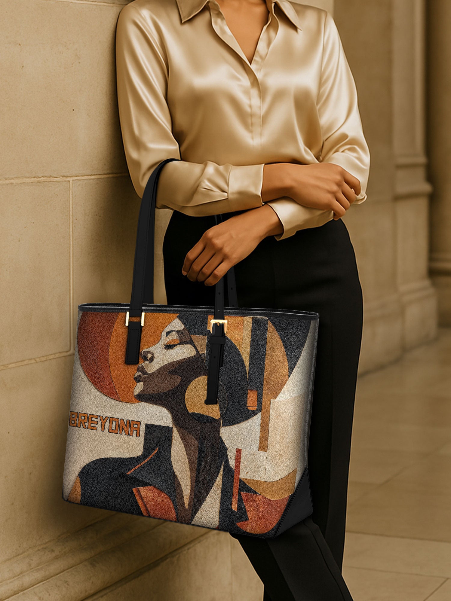 Geo Muse Sleek Leather Tote