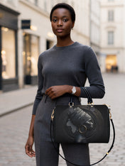Pure Ebony Leather Boston Bag QR0TD287
