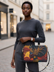 African Aspirations Leather Boston Bag QR0HH057