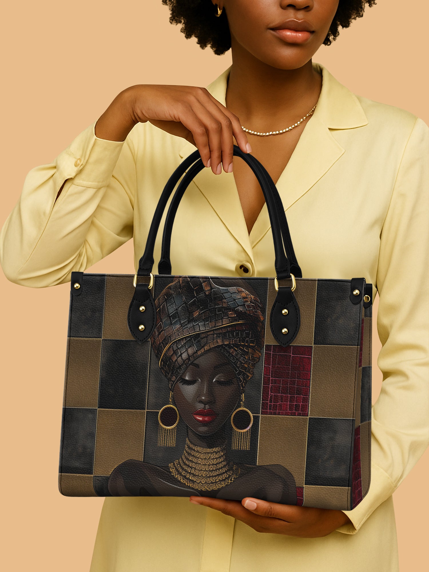 Golden Poise Premium Leather Handbag QR0XD760