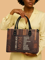 Black Mom Essence Premium Leather Handbag QR0TV272
