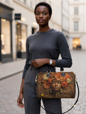 Afro Flora Leather Boston Bag QR0TV027
