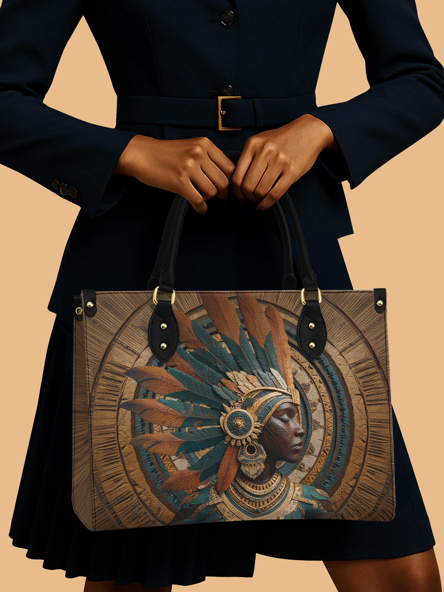 Sacred Grain Premium Leather Handbag QR0TD376