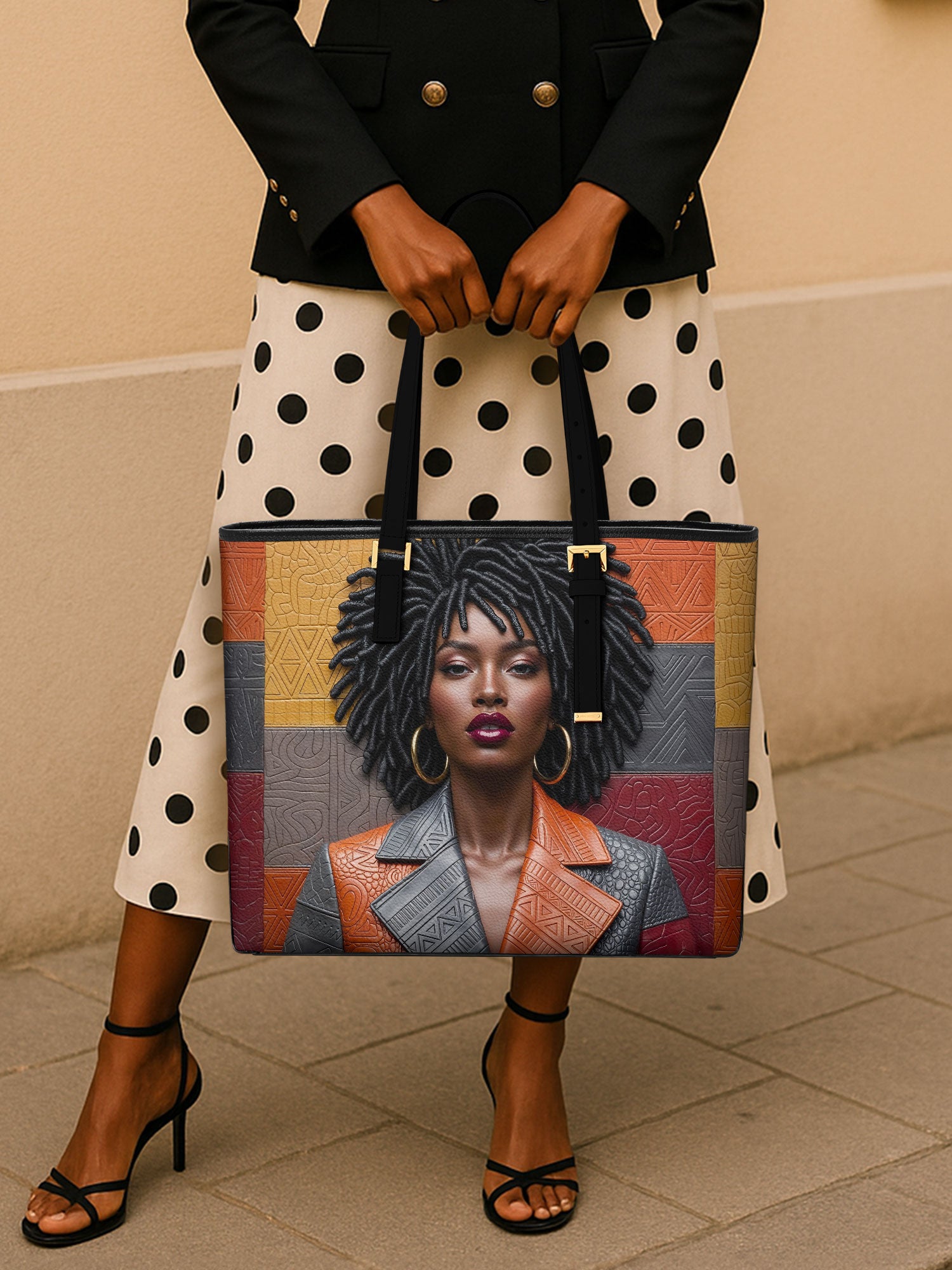 Pattern Code Leather Tote QR0XD020