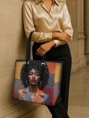 Pattern Code Leather Tote QR0XD020
