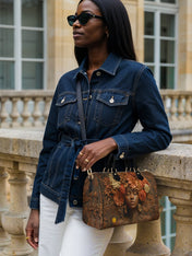 Afro Flora Leather Boston Bag QR0TV027