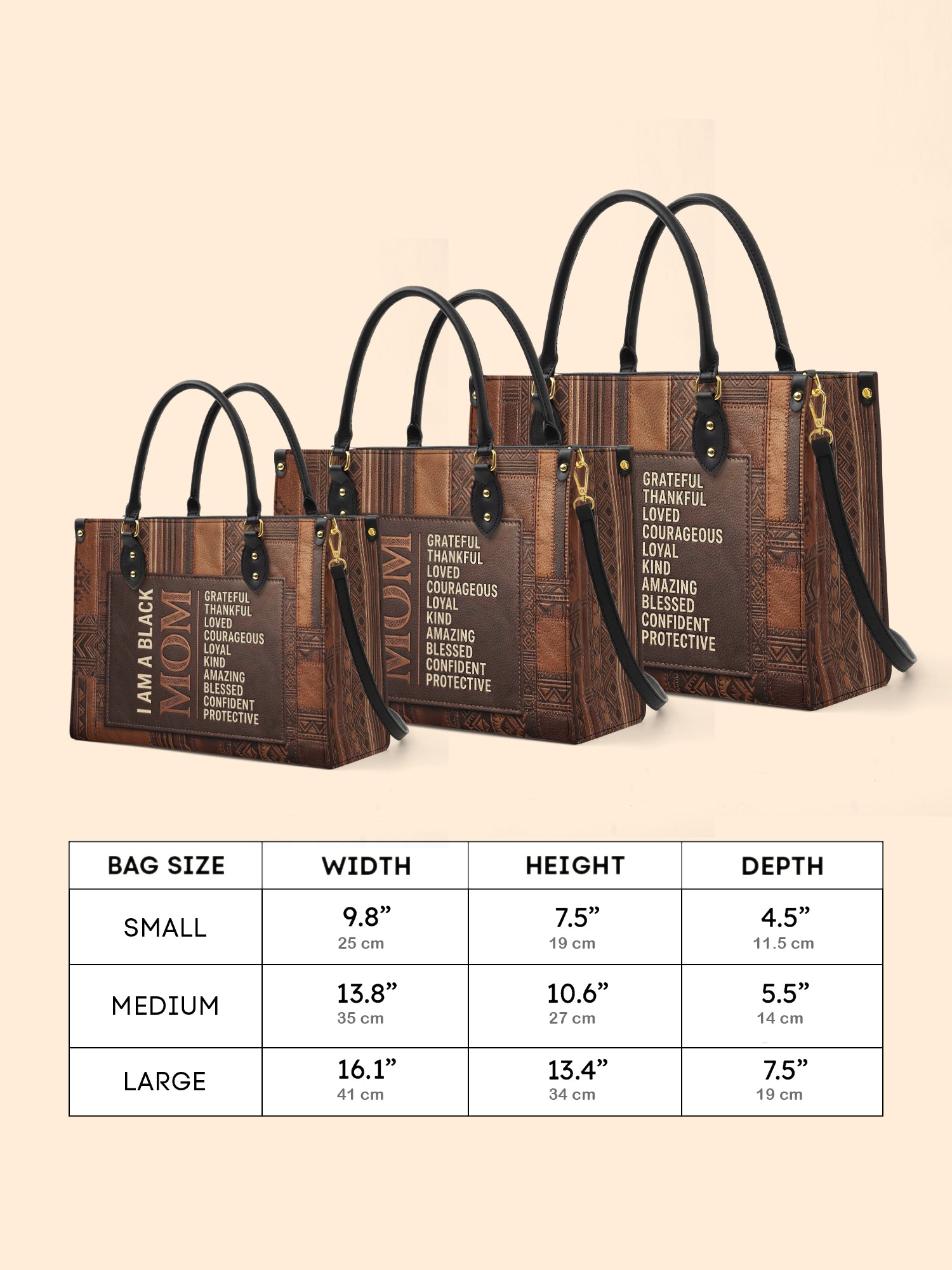 Black Mom Essence Premium Leather Handbag QR0TV272
