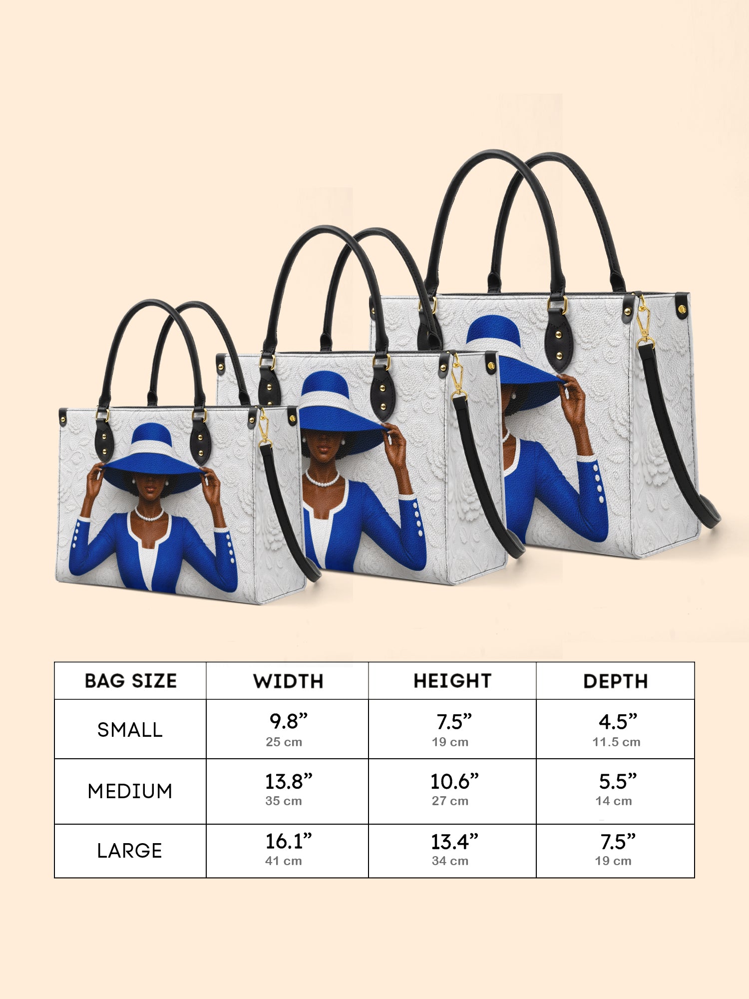 Blue Crowned Premium Leather Handbag QR0TV282