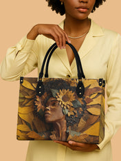 Golden Sunflower Premium Leather Handbag QR0TD379