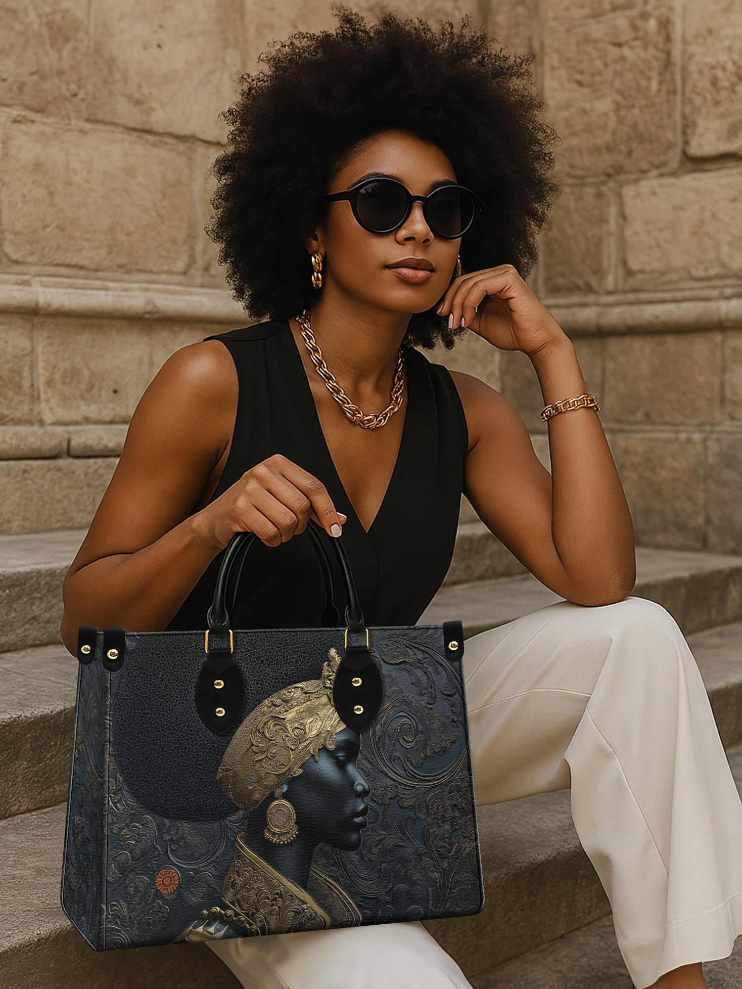 Ebony Sovereign Premium Leather Handbag QR0XD126