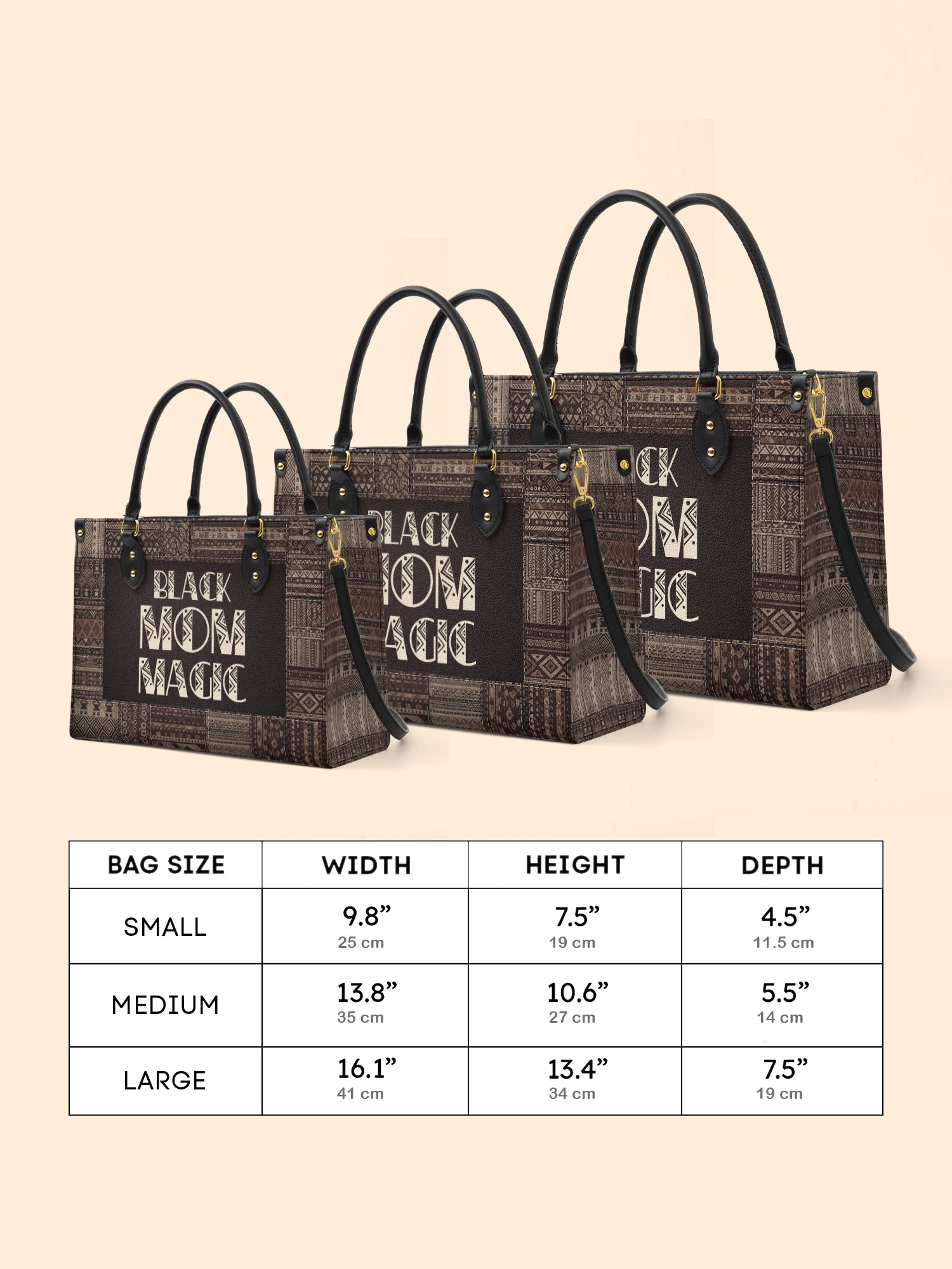 Black Mom Magic Premium Leather Handbag QR0HH205