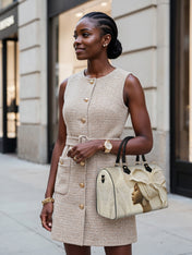 Ivory Blossom Leather Boston Bag QR0TV067