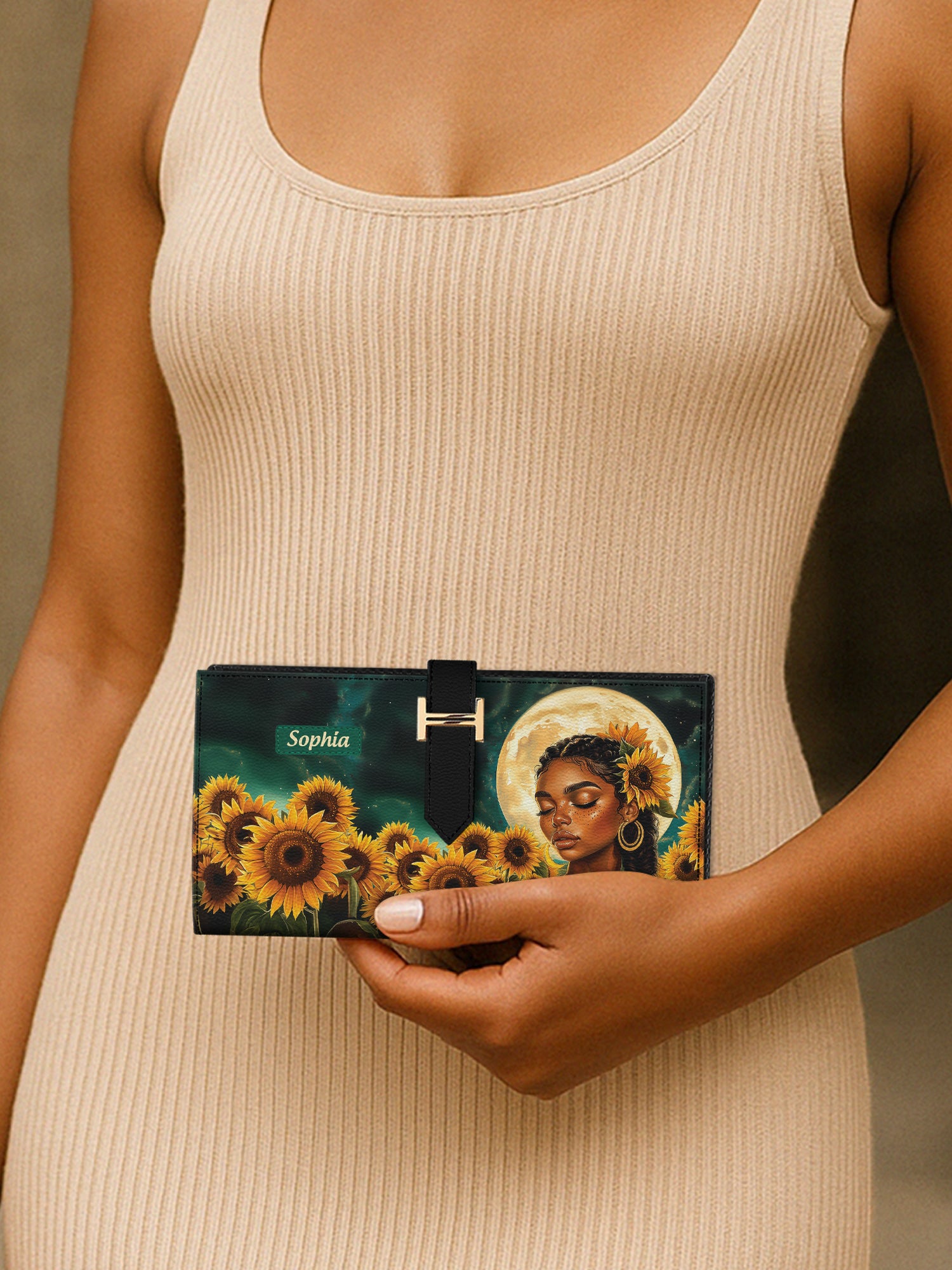 Sunflower Moonlight Tab Closure Wallet