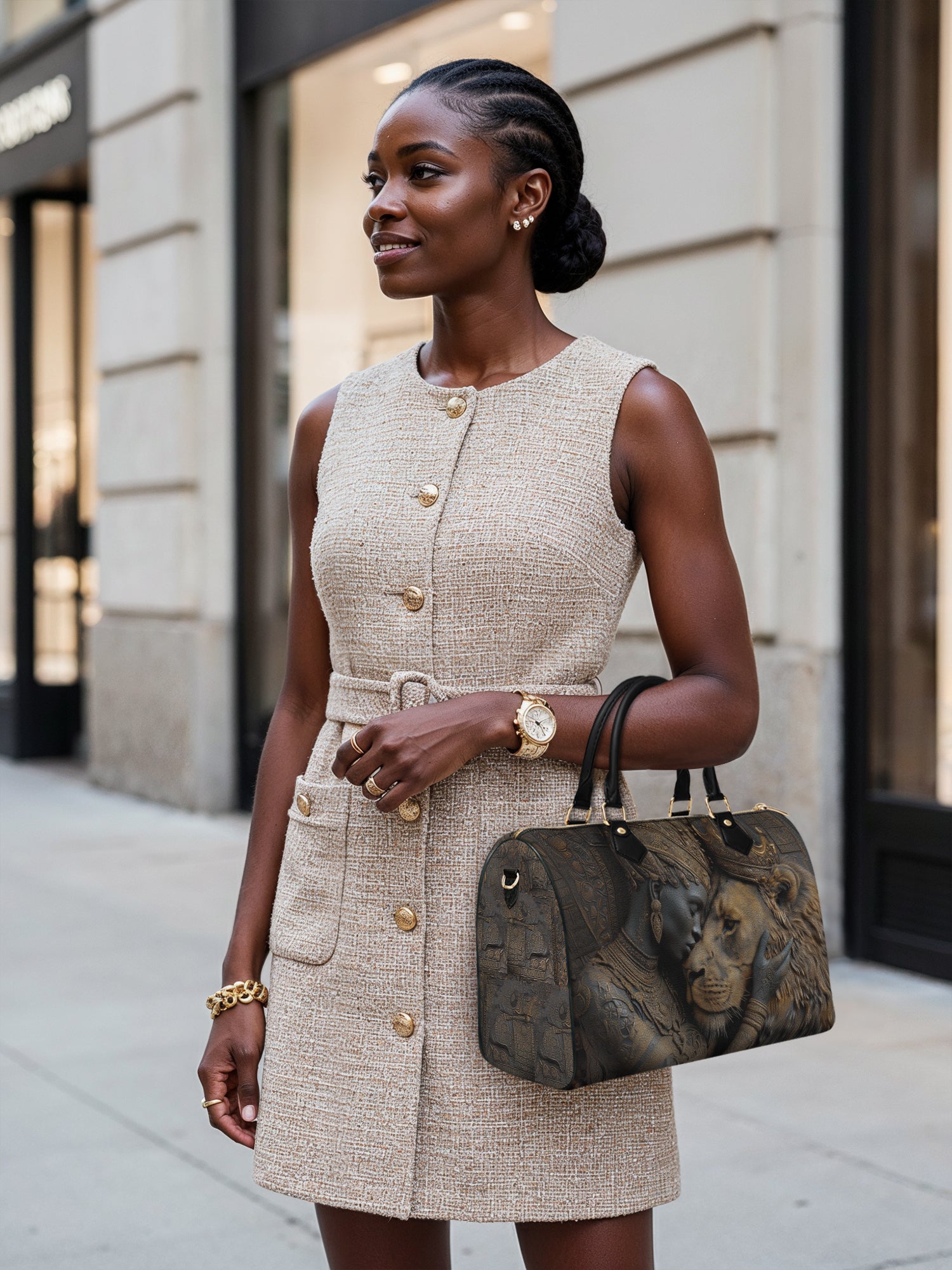 Desert Empress Leather Boston Bag QR0HH148