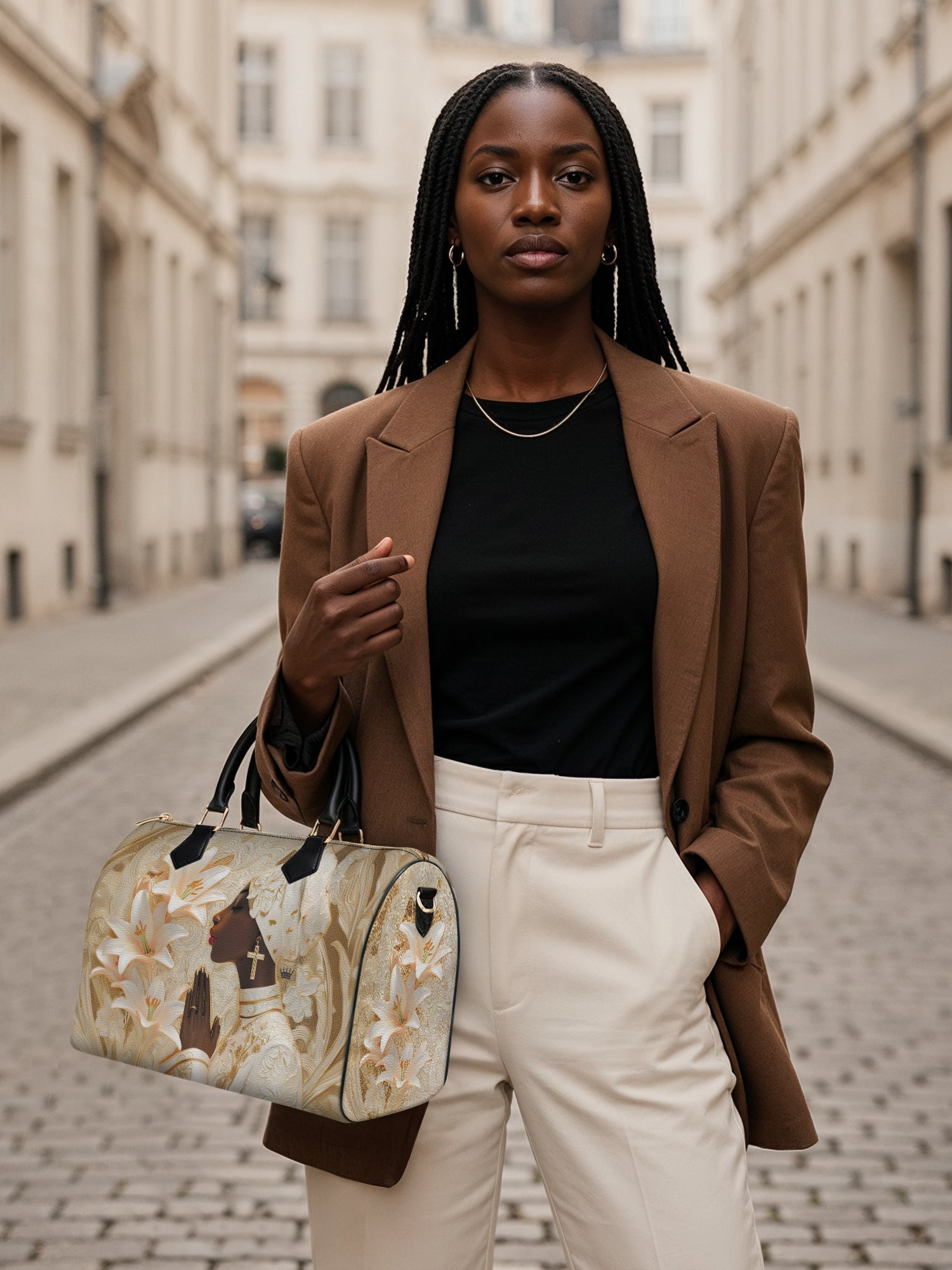 Divine Melanin Leather Boston Bag QR0TD553
