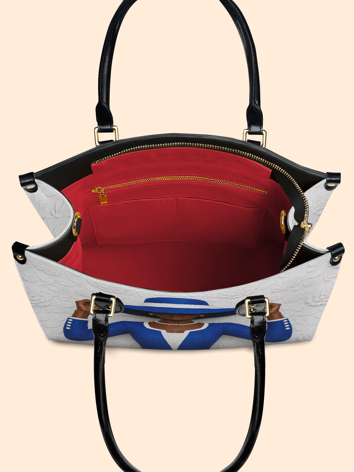 Blue Crowned Premium Leather Handbag QR0TV282