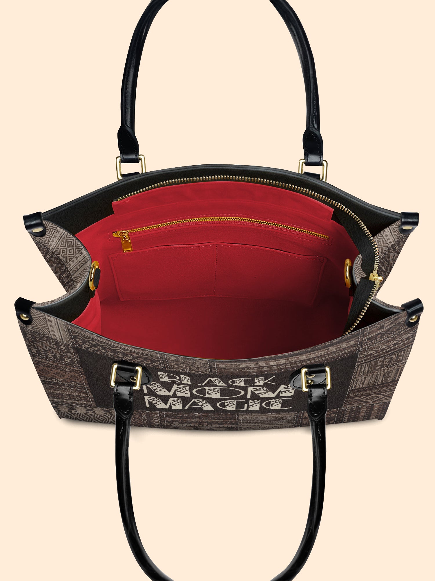 Black Mom Magic Premium Leather Handbag QR0HH205