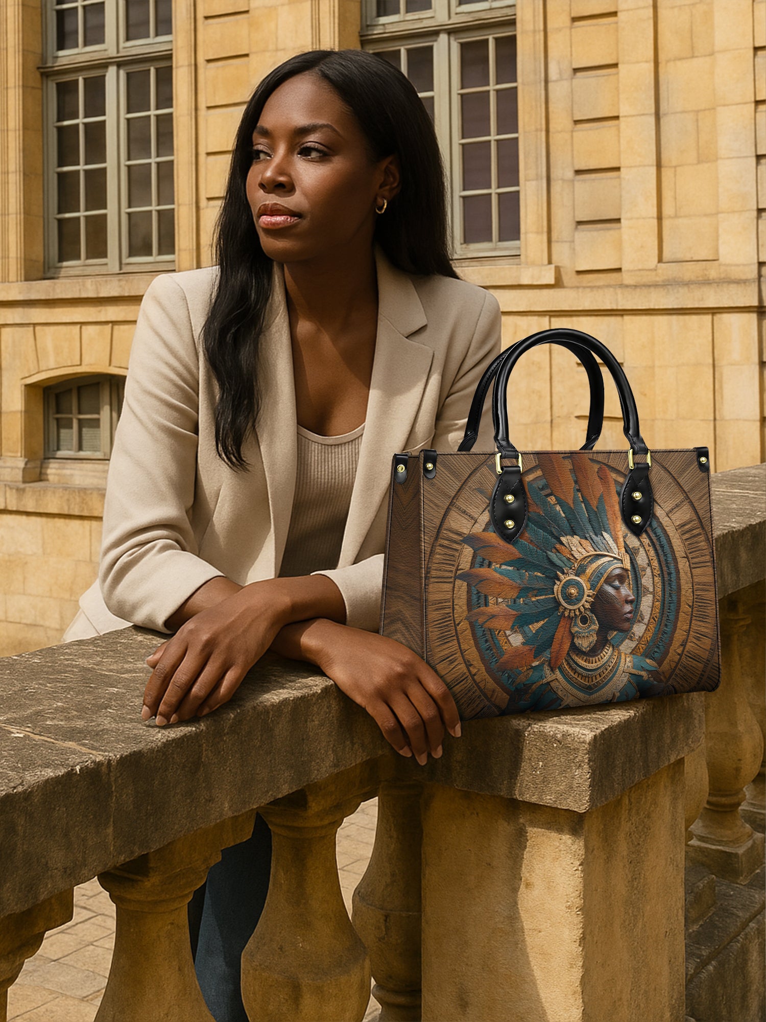 Sacred Grain Premium Leather Handbag QR0TD376