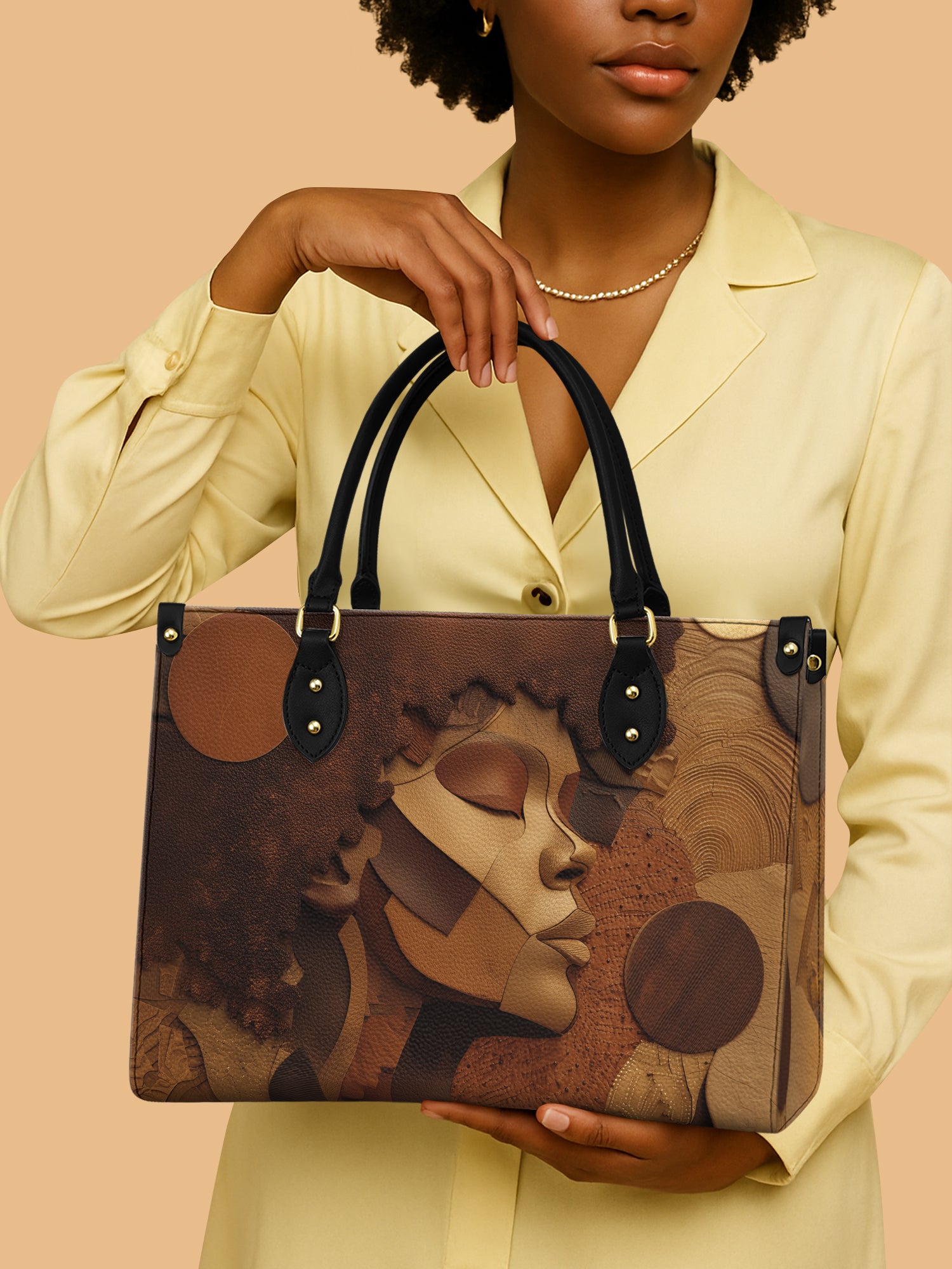 Golden Melanin Premium Leather Handbag QR0TD292