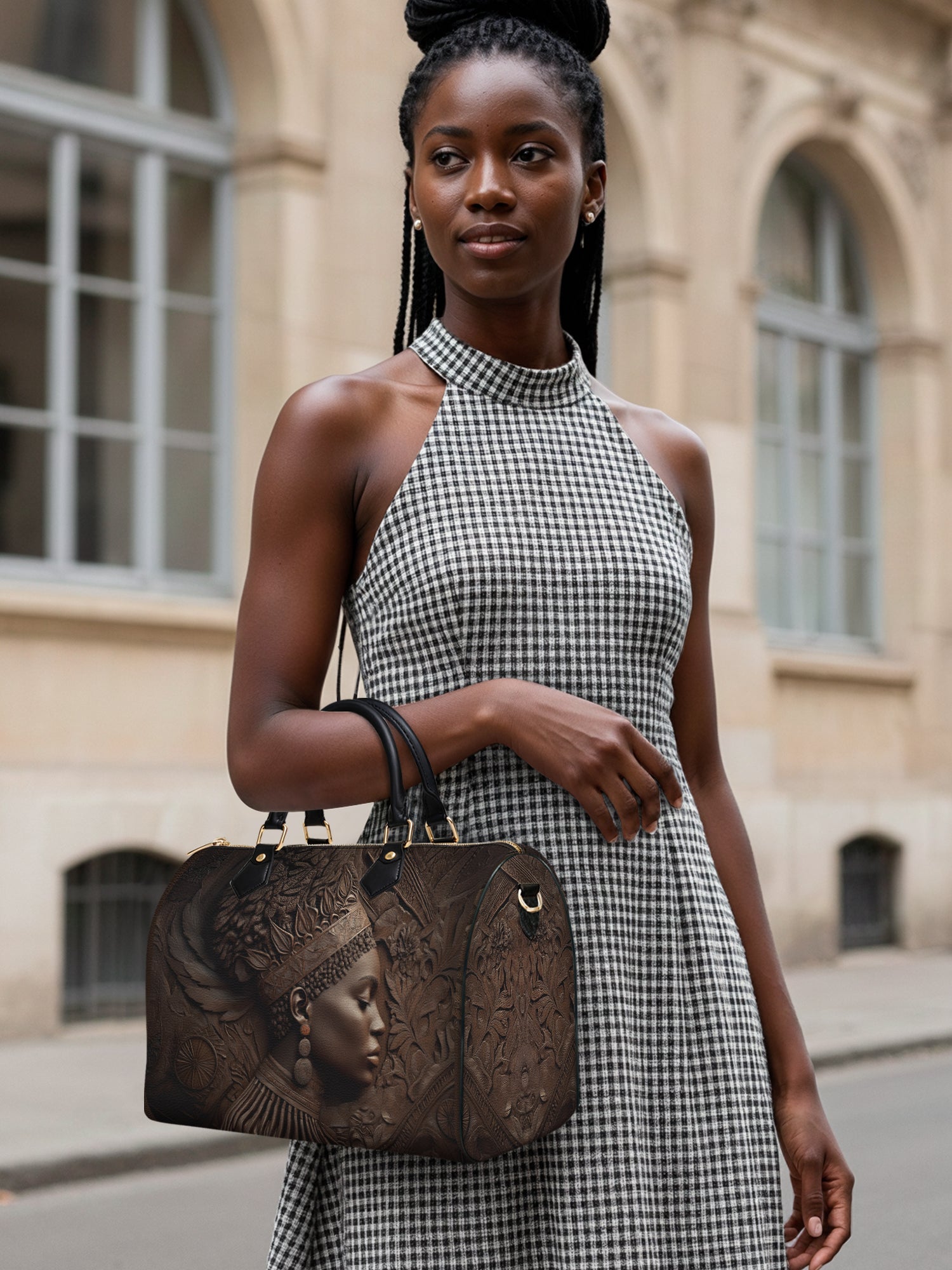 Back To Africa V2 Leather Boston Bag QR0XD731