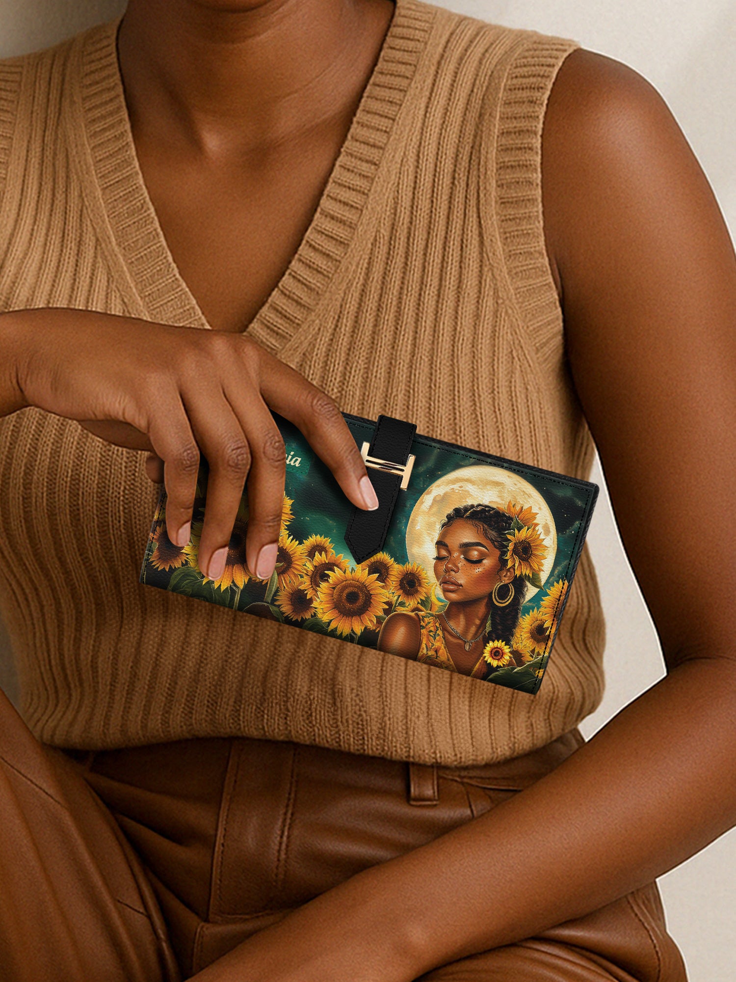 Sunflower Moonlight Tab Closure Wallet