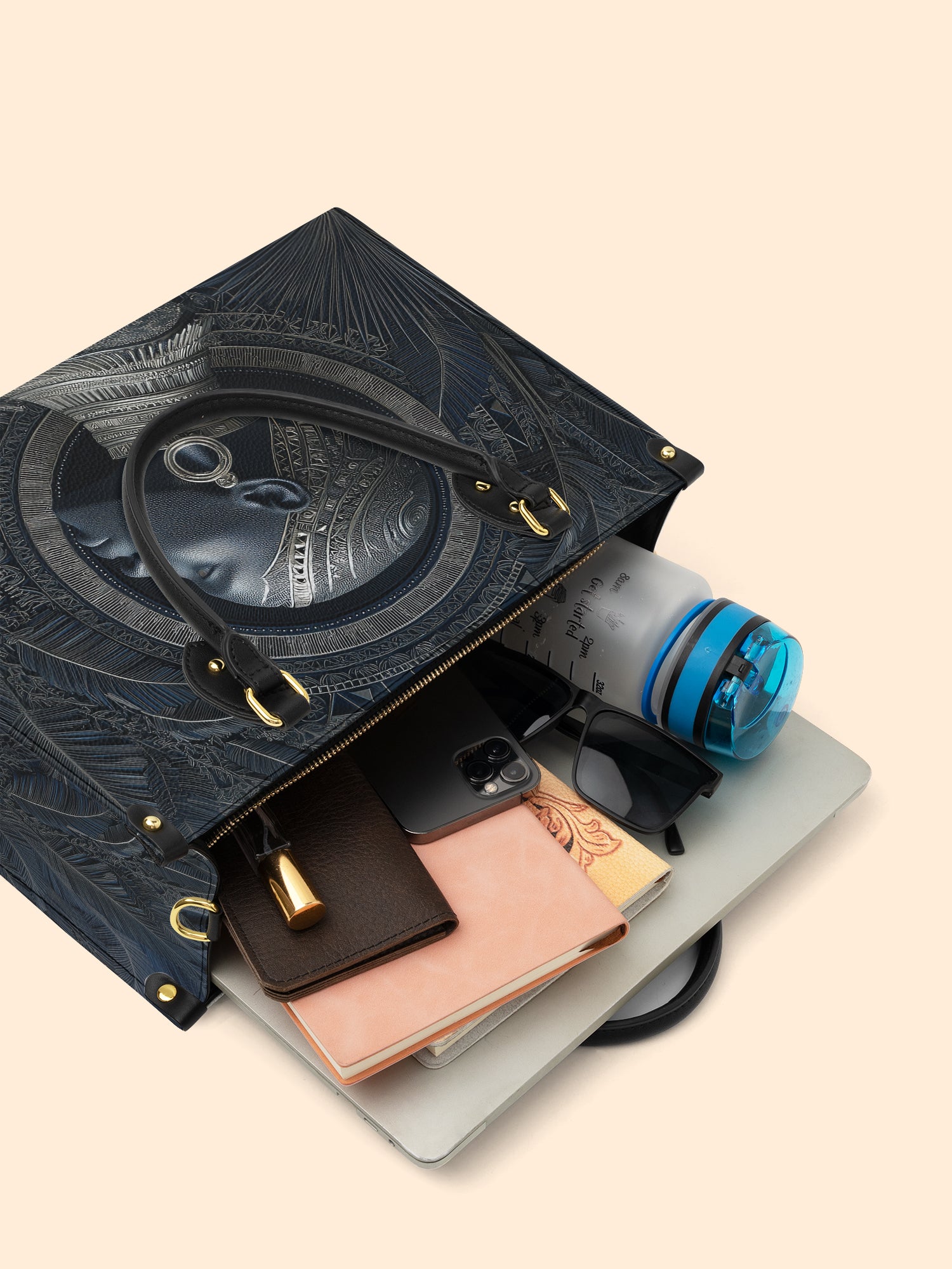 Midnight Sovereign Portrait Premium Leather Handbag QR0HH121