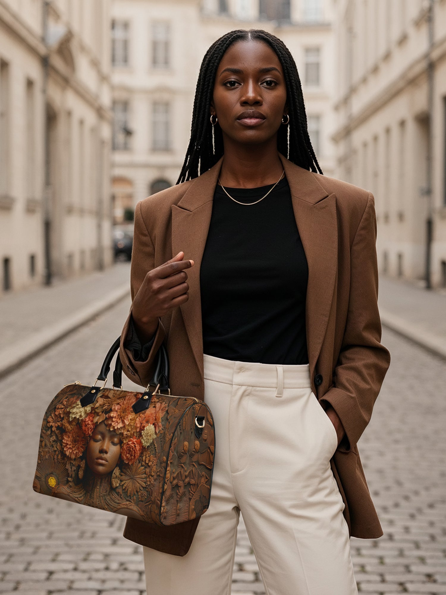 Afro Flora Leather Boston Bag QR0TV027