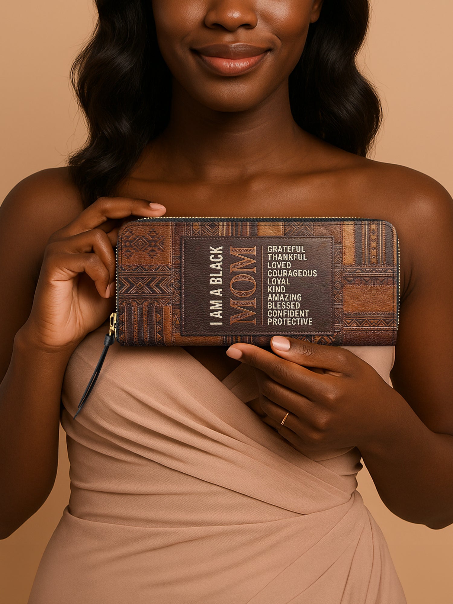 Black Mom Essence Slimline Zippy Wallet QR0TV272