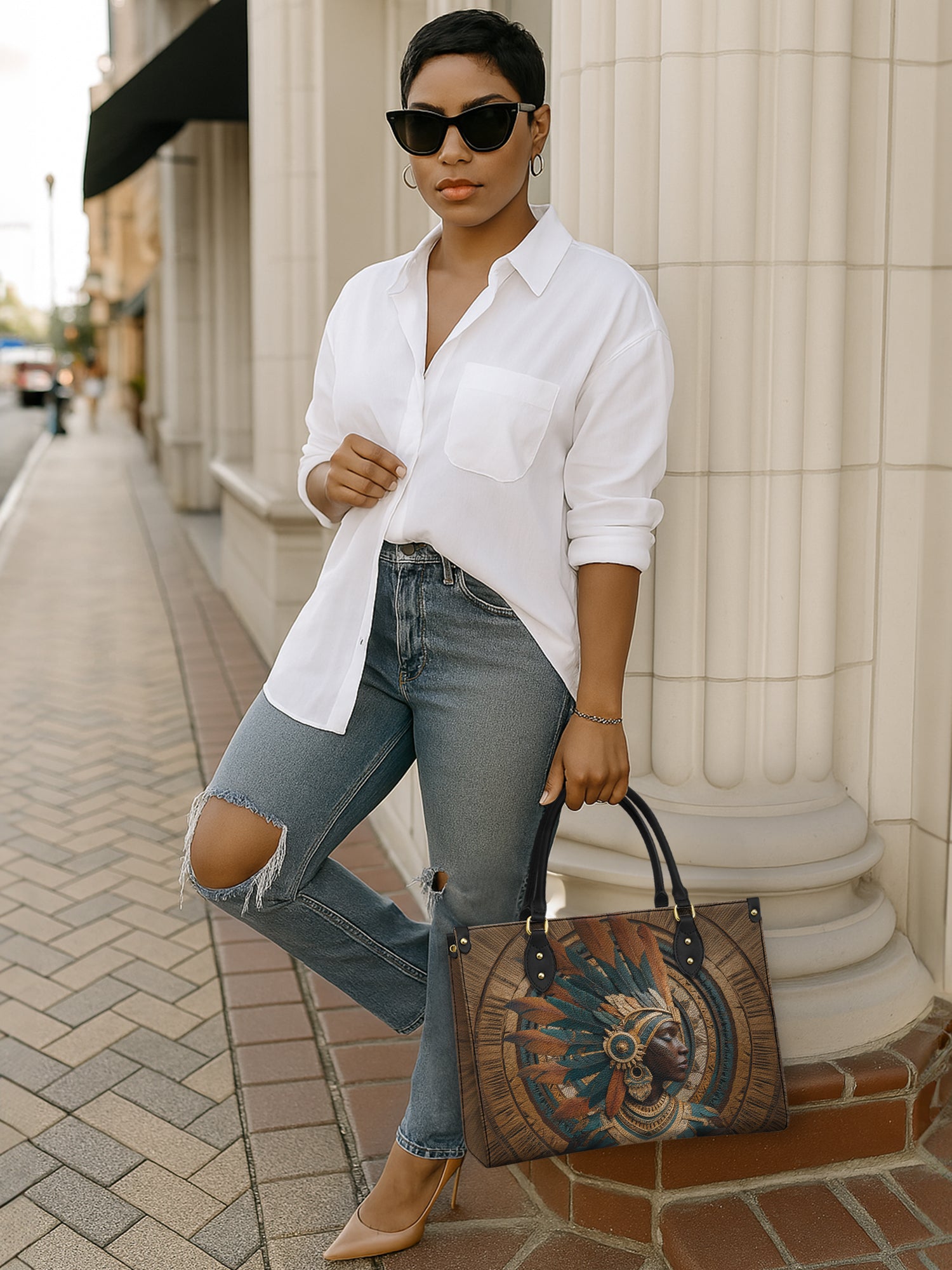 Sacred Grain Premium Leather Handbag QR0TD376