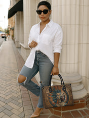 Sacred Grain Premium Leather Handbag QR0TD376