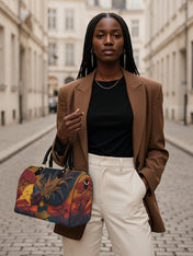 African Aspirations Leather Boston Bag QR0HH057