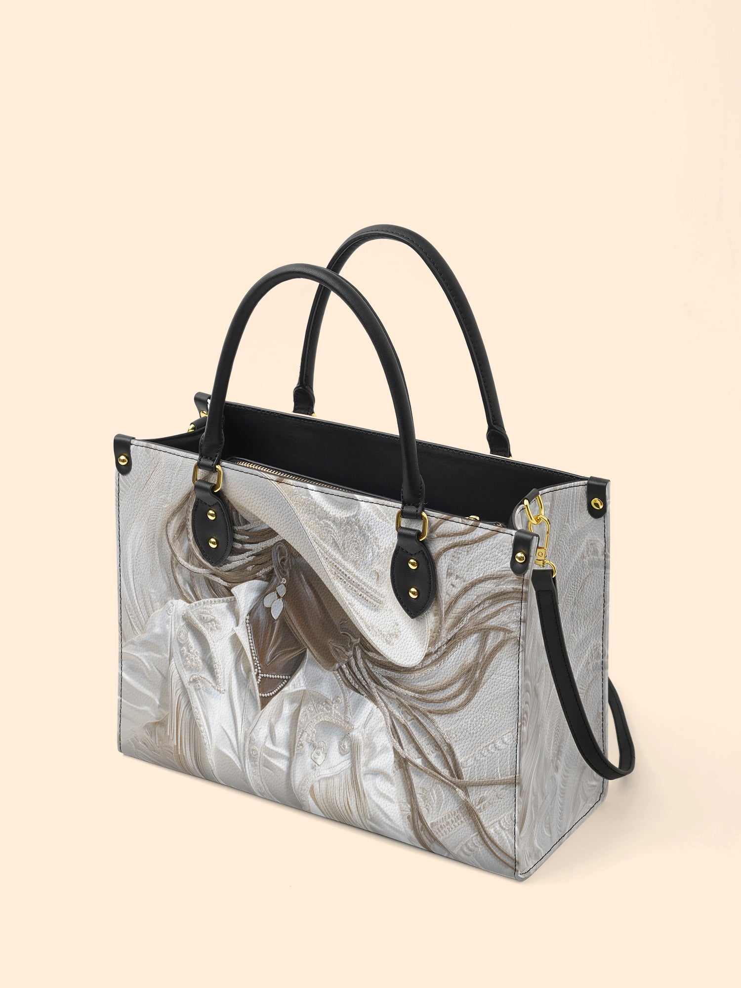 Ebony Dust Premium Leather Handbag QR0TD450