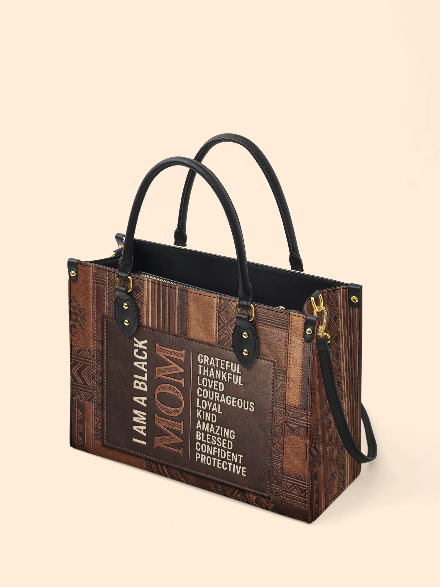 Black Mom Essence Premium Leather Handbag QR0TV272