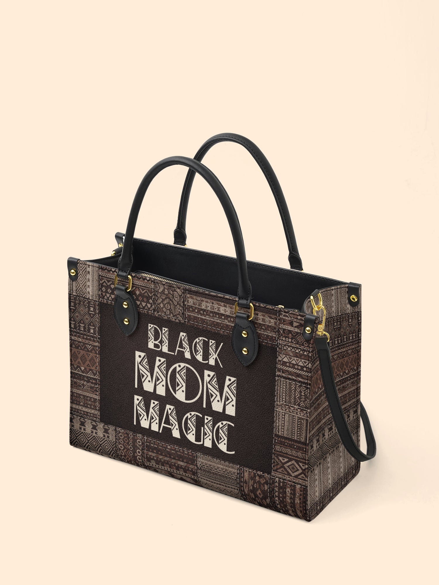 Black Mom Magic Premium Leather Handbag QR0HH205