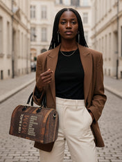 Black Mom Essence Leather Boston Bag QR0TV272